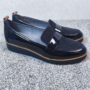 Dr Scholls Womens Platform Loafers Black Comfort Slip On Shoes Size 8.5